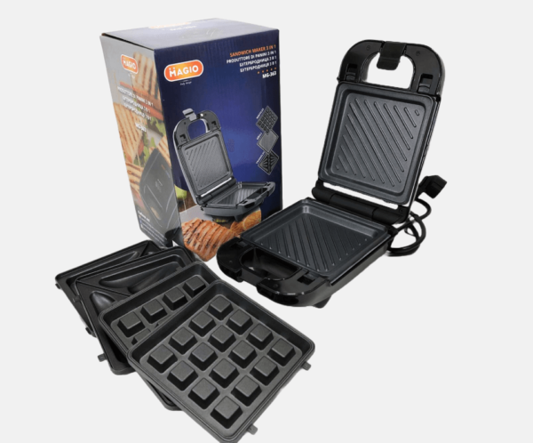 Мультимейкер (бутербродниця-вафельниця-гриль) Magio MG-363, Бутербродниця 4в1, Сендвічниця, Мультимейкер